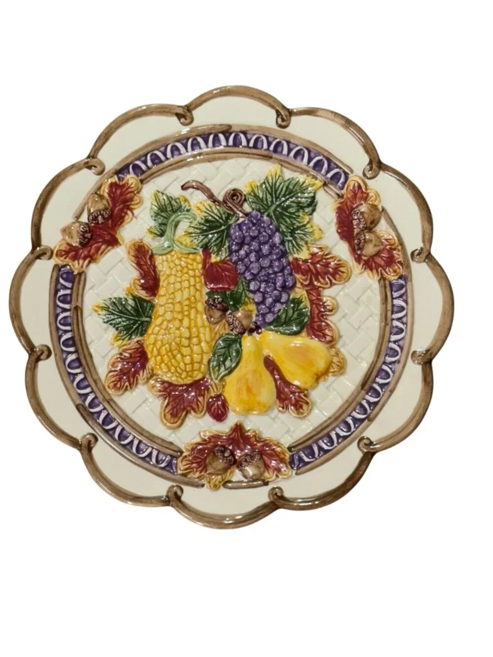 Fitz & Floyd Omnibus 1995 Fruit & Vegetable Ceramic Plate Set & Pitcher